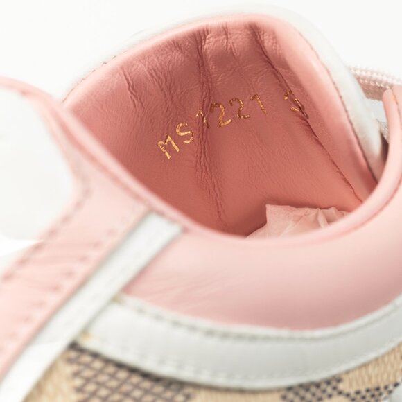 Louis Vuitton Time Out Rose Clair Pink Embossed-Calfskin & Damier Azur Sneakers - Picture 11 of 12